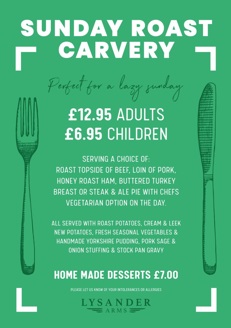 Sunday Carvery The Lysander Arms